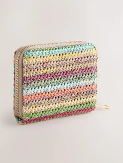 Next Stripe Raffia Effect Purse^Women Purses