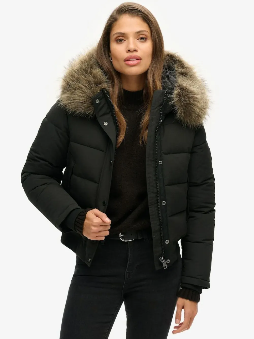 Superdry Black Everest Hooded Bomber Jacket^Women Coats & Jackets|Coats & Jackets