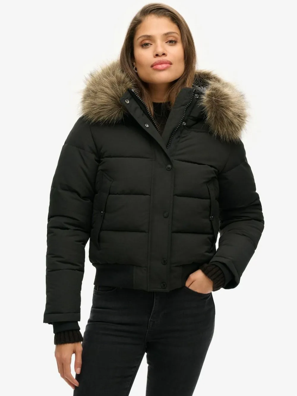 Superdry Black Everest Hooded Bomber Jacket^Women Coats & Jackets|Coats & Jackets