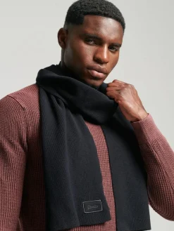 Outlet Superdry Knitted Logo Scarf Black