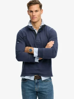 Discount Superdry Blue Cotton Classics Jersey Half Zip Sweatshirt