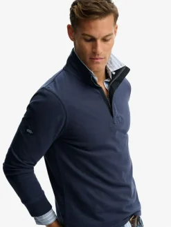 Discount Superdry Blue Cotton Classics Jersey Half Zip Sweatshirt