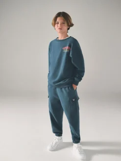 Superdry Blue Red Sweat Top & Shorts Set^BOY Sweatshirts & Hoodies|Sweat Pants