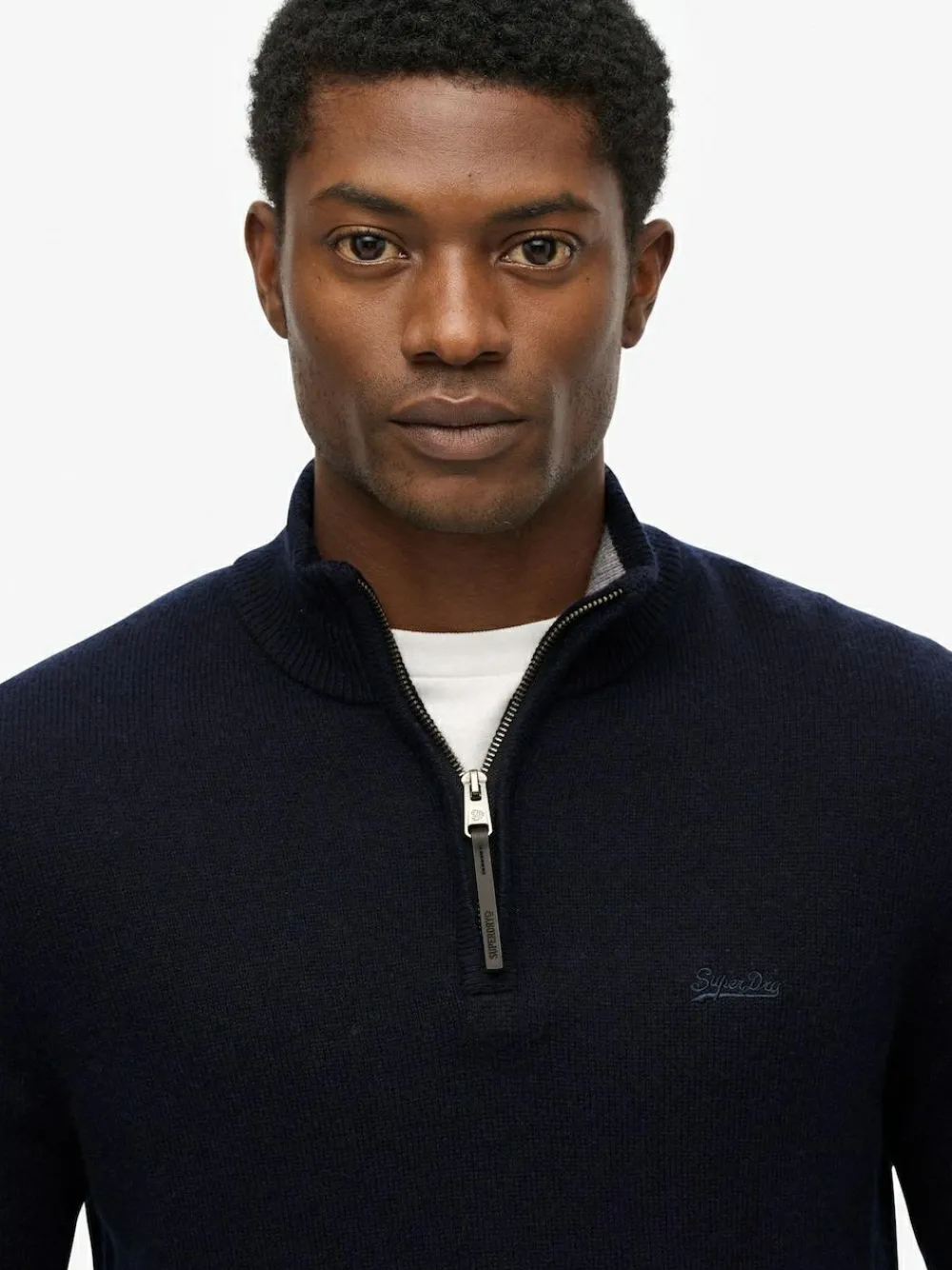 Clearance Superdry Blue Wool Blend Half Zip Jumper