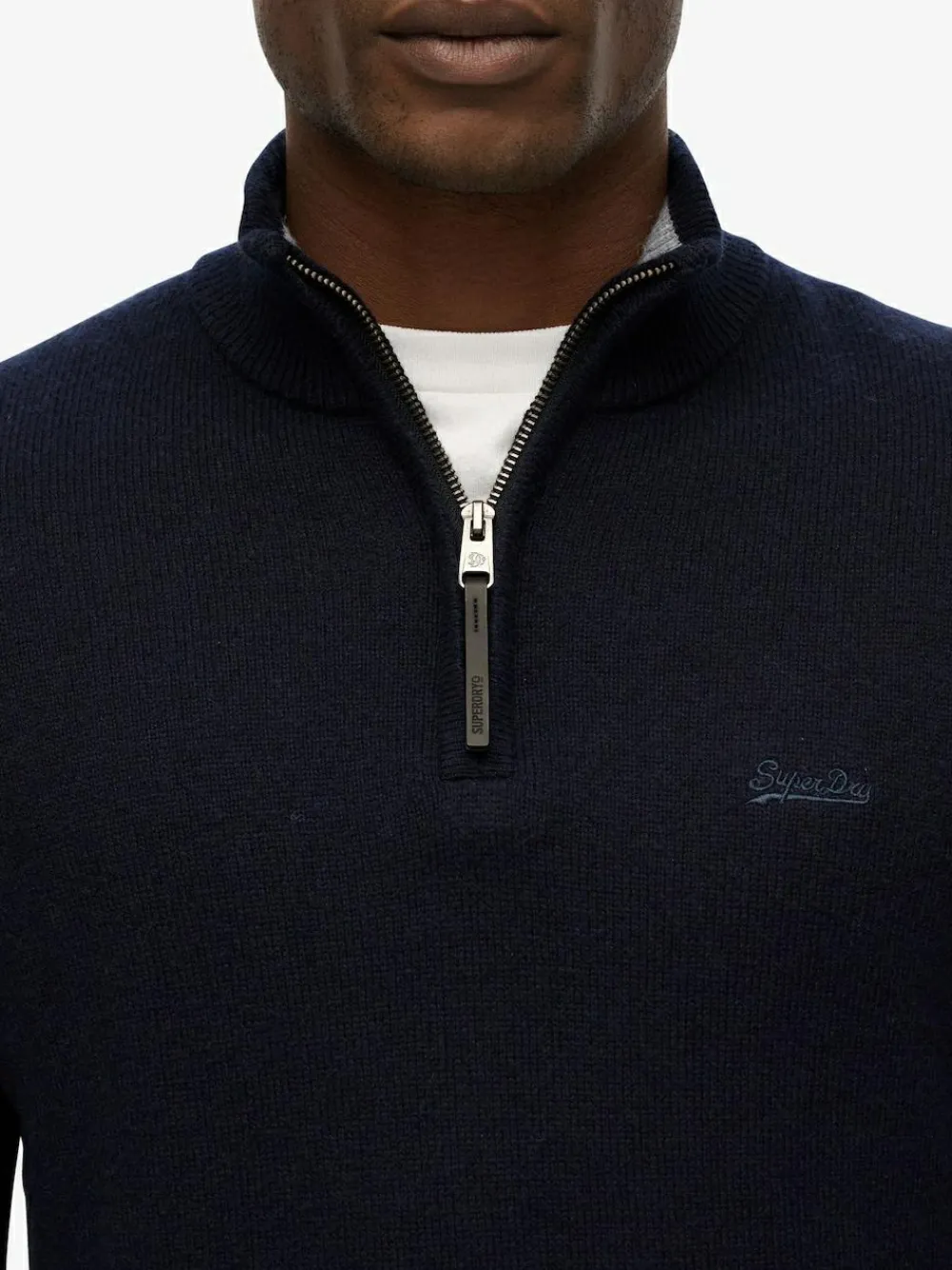 Clearance Superdry Blue Wool Blend Half Zip Jumper