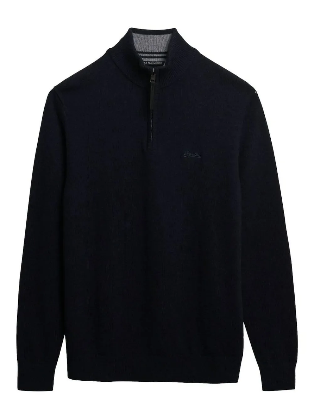 Clearance Superdry Blue Wool Blend Half Zip Jumper