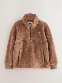 New Superdry Brown Quarter Zip Fleece