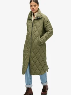 Sale Superdry Superlong Quilt Liner Coat Chive Green