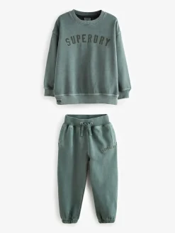 Superdry Dark Green Sweat Top & Shorts Set^BOY Sweatshirts & Hoodies|Sweatshirts & Hoodies