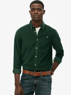 Clearance Superdry Classic Needle Cord Shirt Green
