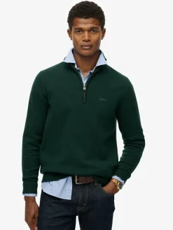 Clearance Superdry Green Wool Blend Half Zip Jumper