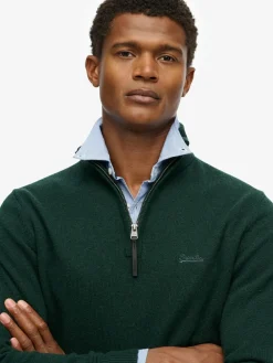Clearance Superdry Green Wool Blend Half Zip Jumper