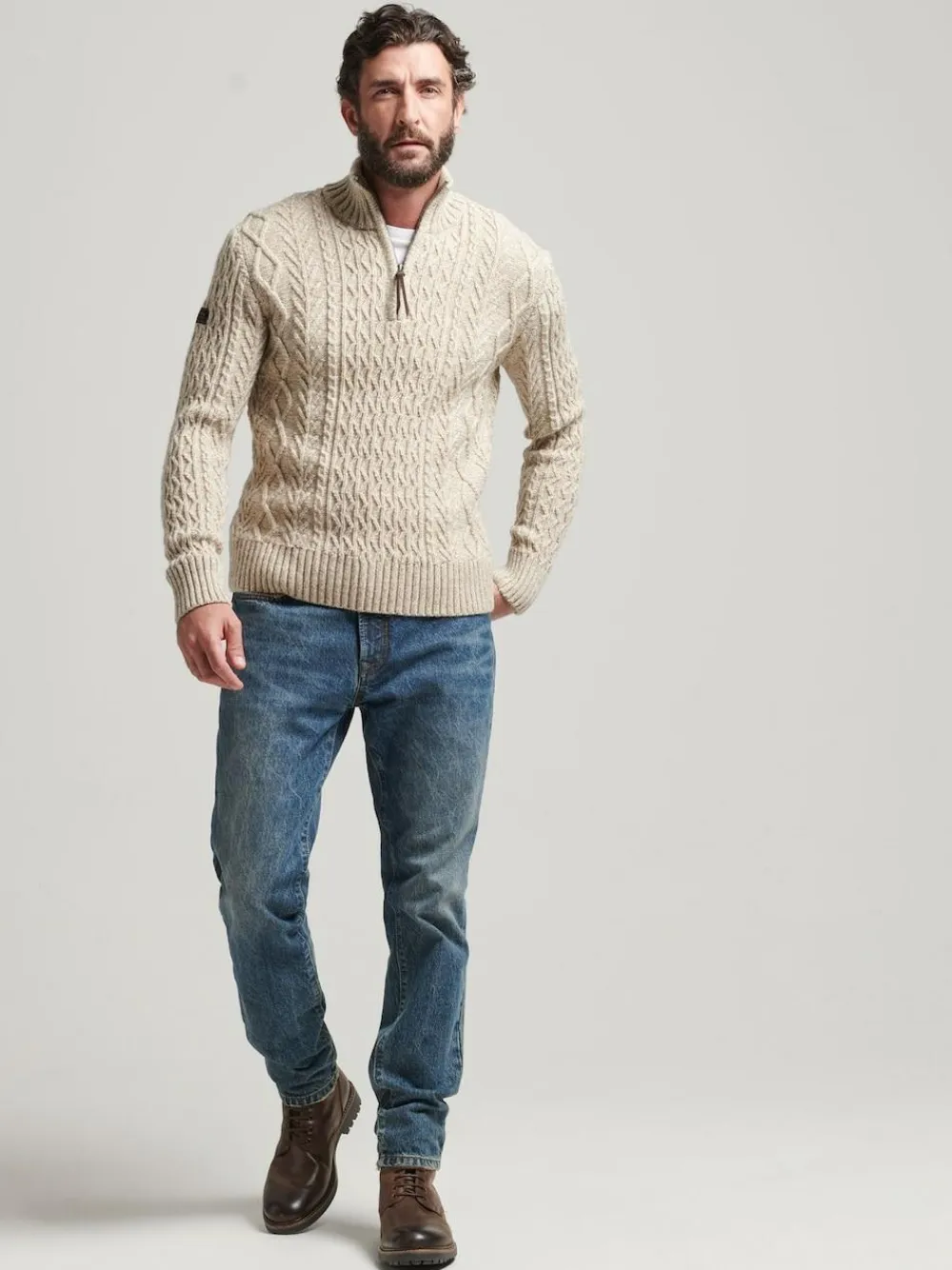 Best Superdry Jacob Henley Jumper Natural