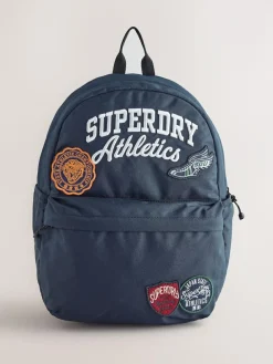 Hot Superdry Back to School Embroidered Varsity Badge Logo Backpack Navy