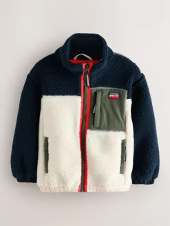 Clearance Superdry Navy Borg Zip Through Jacket