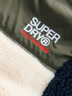 Clearance Superdry Navy Borg Zip Through Jacket