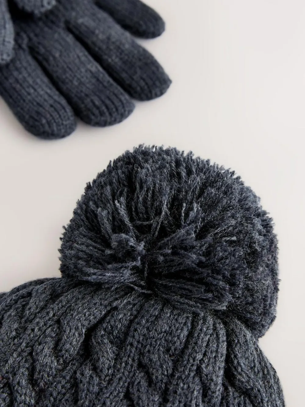 Best Superdry Pom Hat and Gloves Set Navy
