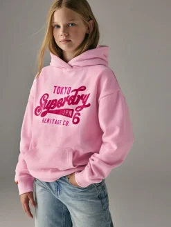 Clearance Superdry Logo Hoodie Pink