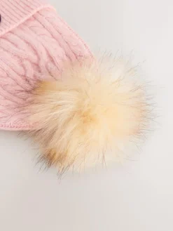 Best Superdry Pom Hat and Gloves Set Pink