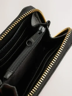 Online Next Tan Brown Animal Print Leather Hair On Zip Around Purse