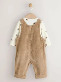 Best Next Tan Brown Bear Cord Dungarees and Bodysuit Set (0mths-2yrs)