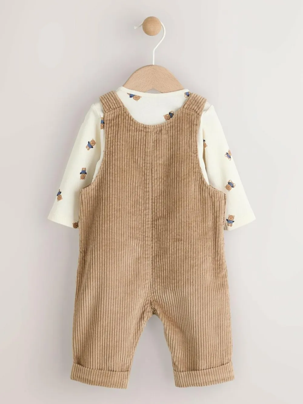 Best Next Tan Brown Bear Cord Dungarees and Bodysuit Set (0mths-2yrs)