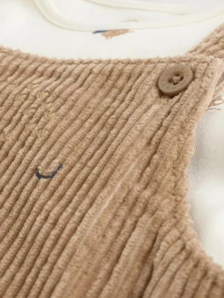 Best Next Tan Brown Bear Cord Dungarees and Bodysuit Set (0mths-2yrs)