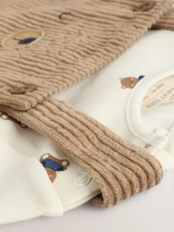 Best Next Tan Brown Bear Cord Dungarees and Bodysuit Set (0mths-2yrs)
