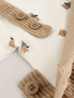 Best Next Tan Brown Bear Cord Dungarees and Bodysuit Set (0mths-2yrs)