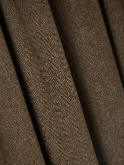 Online Next Brushed Herringbone Pencil Pleat Blackout Thermal Curtains Tan Brown