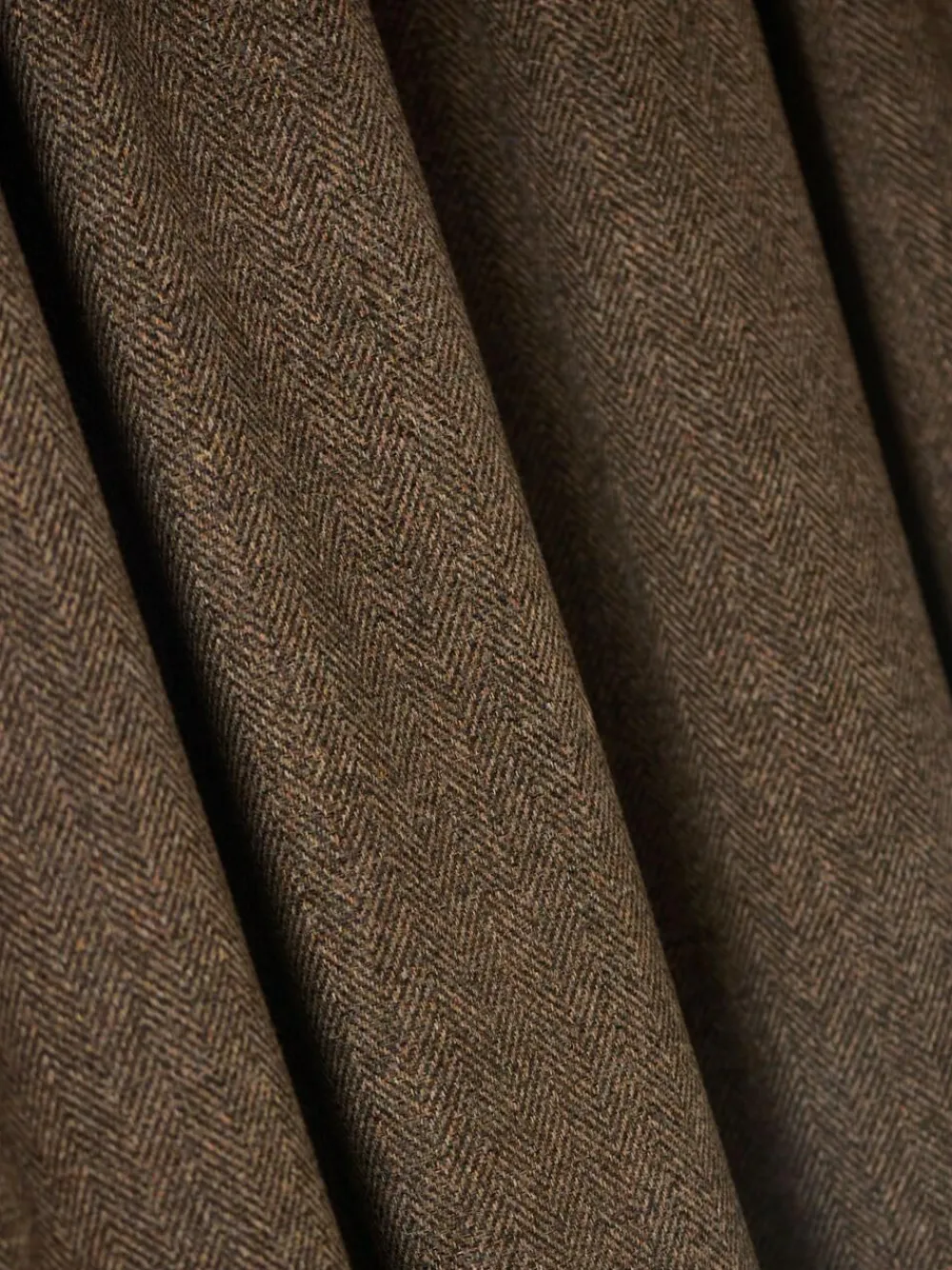 Online Next Brushed Herringbone Pencil Pleat Blackout Thermal Curtains Tan Brown