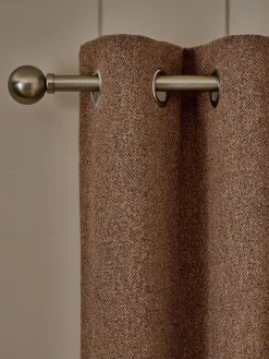 Sale Next Brushed Herringbone Eyelet Blackout Thermal Curtains Tan Brown