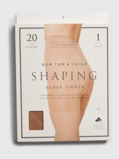 Clearance Next Bum/Tum/Thigh Gloss Shaping 20 Denier Tights Tan Brown