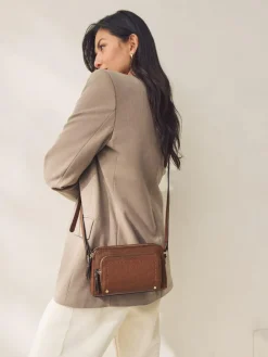 Sale Next Double Zip Cross Body Bag Tan Brown
