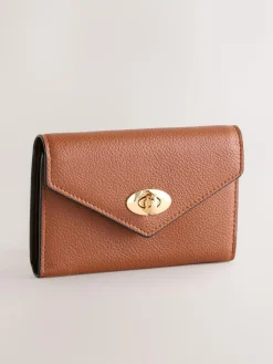 Next Tan Brown Envelope Lock Purse^Women Purses