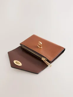 Next Tan Brown Envelope Lock Purse^Women Purses