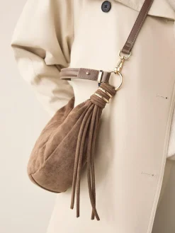 Discount Next Tan Brown Faux Suede Sling Shoulder Bag