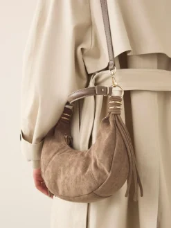Discount Next Tan Brown Faux Suede Sling Shoulder Bag