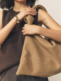 Online Next Tan Brown Faux Suede Weave Shoulder Bag