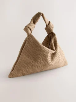 Online Next Tan Brown Faux Suede Weave Shoulder Bag