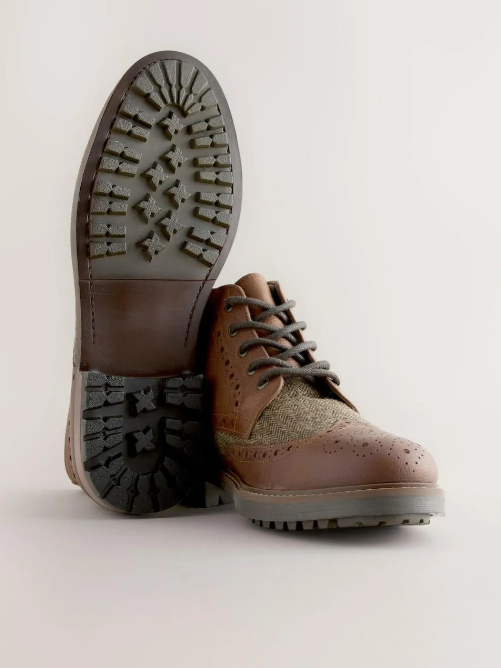 New Next Tan Brown Heritage Brogue Boots