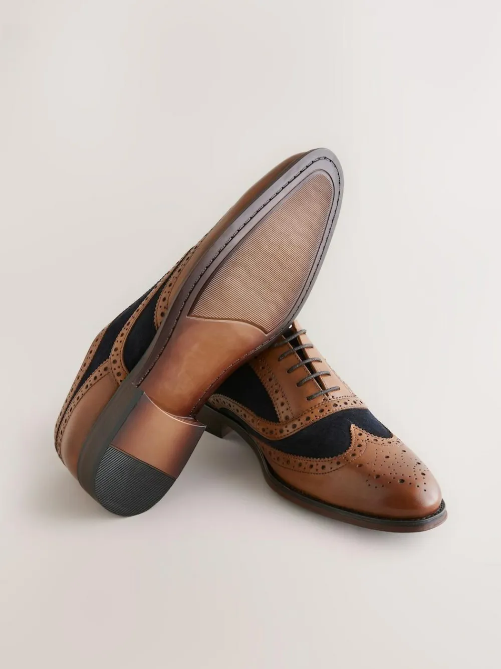 New Next Heritage Brogue Shoes Tan Brown