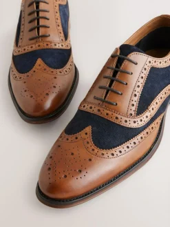 New Next Heritage Brogue Shoes Tan Brown