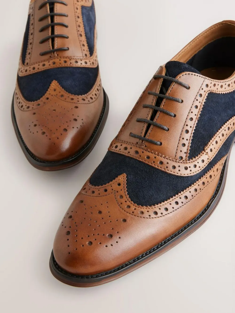 New Next Heritage Brogue Shoes Tan Brown