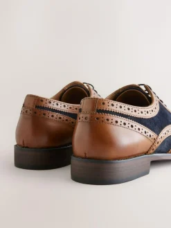 New Next Heritage Brogue Shoes Tan Brown