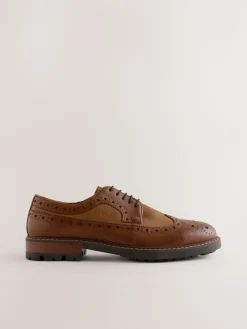 Online Next Heritage Brogue Shoes Tan Brown
