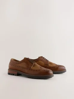 Online Next Heritage Brogue Shoes Tan Brown