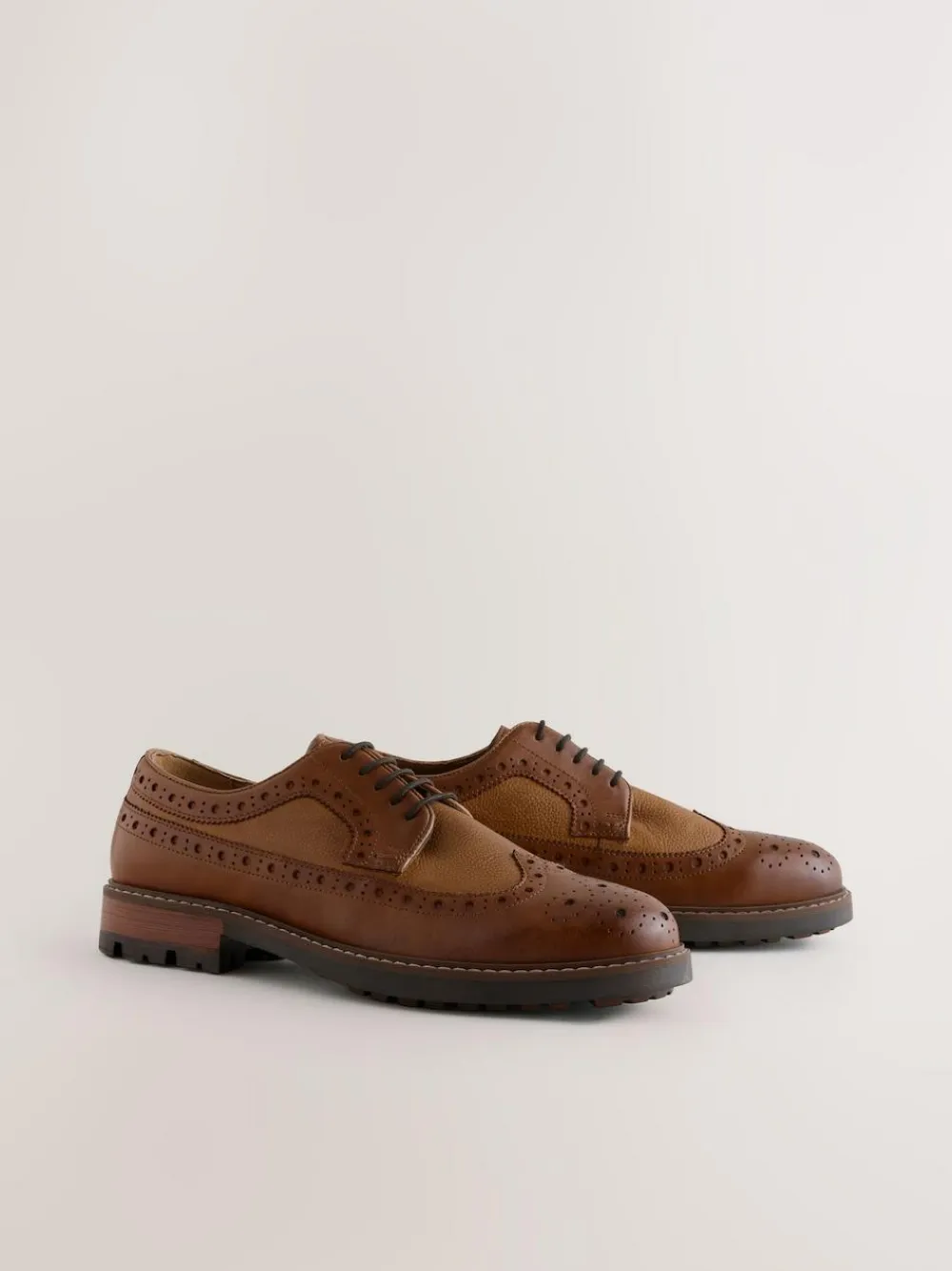 Online Next Heritage Brogue Shoes Tan Brown