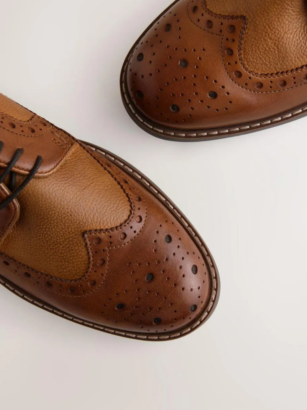 Online Next Heritage Brogue Shoes Tan Brown