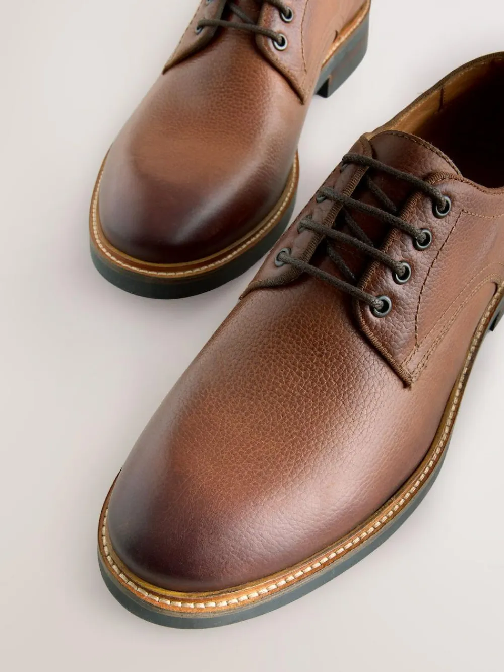 Online Next Heritage Derby Leather Shoes Tan Brown